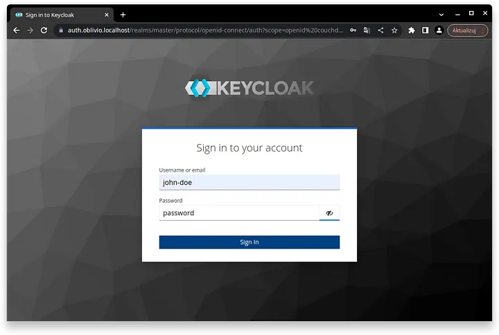 Signing in to CouchDB through Keycloak